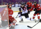 Latvijas hokejam vēsturiska uzvara un olimpiskais ceturtdaļfināls