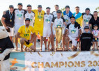 Par Baltijas jūras un Skandināvijas līgas pirmo čempioni pludmales futbolā kļūst Latvijas komanda