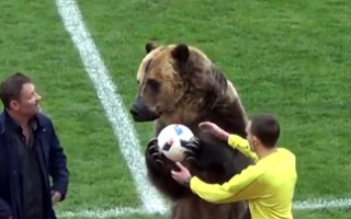 Video: Lācis piedalās atklāšanā pirms futbola mača Krievijā