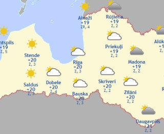 Laika prognoze šodienai - 22. jūlijam
