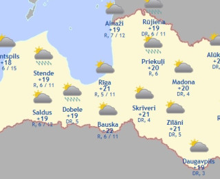 Laika prognoze šodienai - 6. augustam