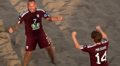 Latvijas pludmales futbola izlasei ceturtā vieta Eiropas B divīzijā