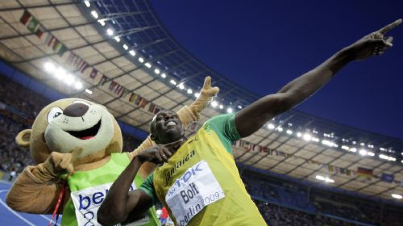 Jamaikas sprinteris Juseins Bolts - Berlīnes čempionāta lielākā zvaigzne
Foto: AFP/Scanpix