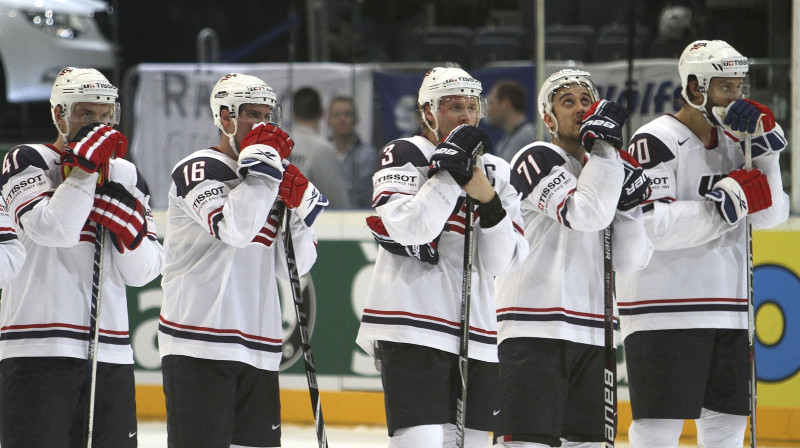 ASV izlases hokejisti pēc otrā zaudējuma čempionātā
Foto: AFP/Scanpix