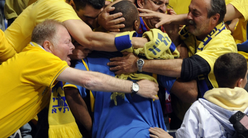 Deriks Šārps "Maccabi" rindās jau 27 reizes triumfējis 15 komandā pavadītajās sezonās. Vai būs arī 28. tituls? 
Foto: AFP/Scanpix