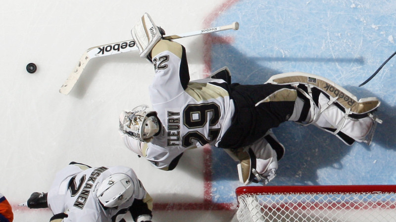 "Penguins" vārtsargs Marks Andrē Flerī aizvadījis 20. <i>sauso</i> spēli NHL karjerā 
Foto: Foto: AFP/Scanpix