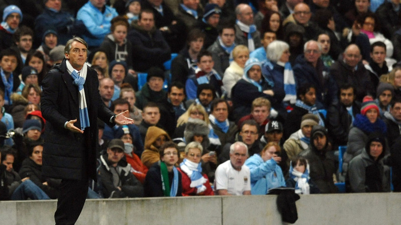 "Manchester City" galvenais treneris Roberto Mančini 
Foto: AFP/Scanpix