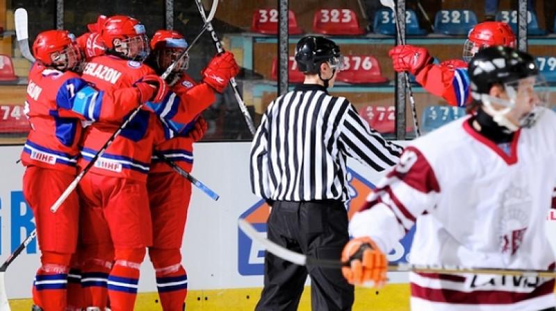 Krievi svin viegli gūto panākumu
Foto: IIHF