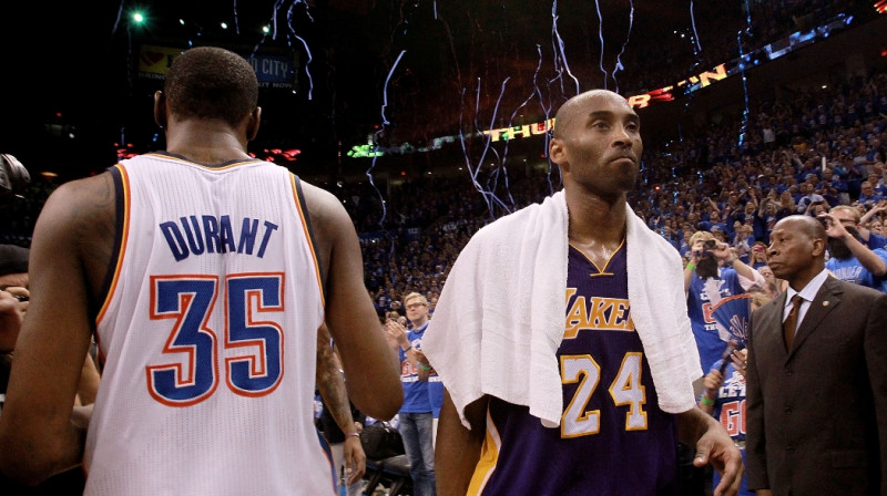 Kevins Durants un Kobe Braients
Foto: AFP/Scanpix