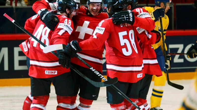 Šveices izlases hokejistu emocijas
Foto: Reuters