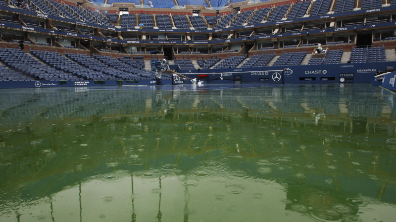 Artūra Eša stadions lietus laikā
Foto: AFP/Scanpix