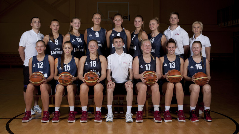 Latvijas U18 meiteņu izlase.
Foto: Rihards Streiķis