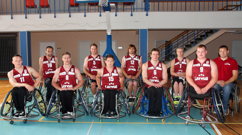 Latvijas ratiņbasketbola izlase pirms došanās uz Eiropas čempionātu
Foto: Renārs Buivids