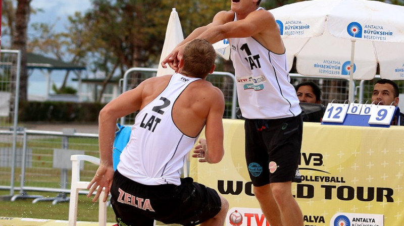 Rihards Finsters un Edgars Točs
Foto: FIVB