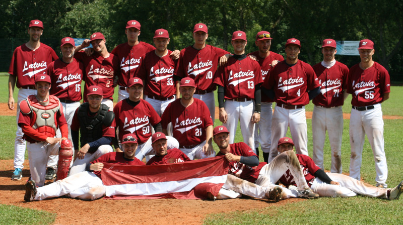 Latvijas beisbola izlase 2014. gada Eiropas čempionātā.
Foto: beisbols.lv