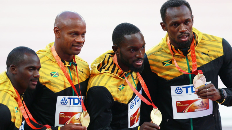 Nesta Kārters, Asafa Pauels, Maikls Freiters un Juseins Bolts 2008. gadā Pekinā
Foto: TASS/Scanpix