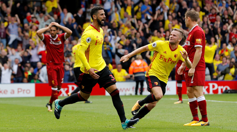 Migēls Britoss Kabrera ("Watford") svin neizšķirta panākšanu
Foto: Darren Staples/Reuters/Scanpix