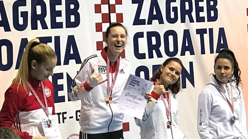 Jolanta Tarvida un Inese Tarvida uz pjedestāla
Foto: Zagreb Open / instagram