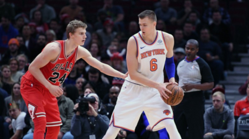 Kristaps Porziņģis pret Lauri Markanenu
Foto: USA Today Sports/Scanpix