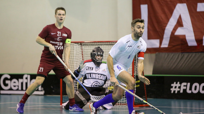 Rezultatīvākais Latvijas izlasē šovakar bija komandas kapteinis Artis Raitums
Foto: IFF Floorball