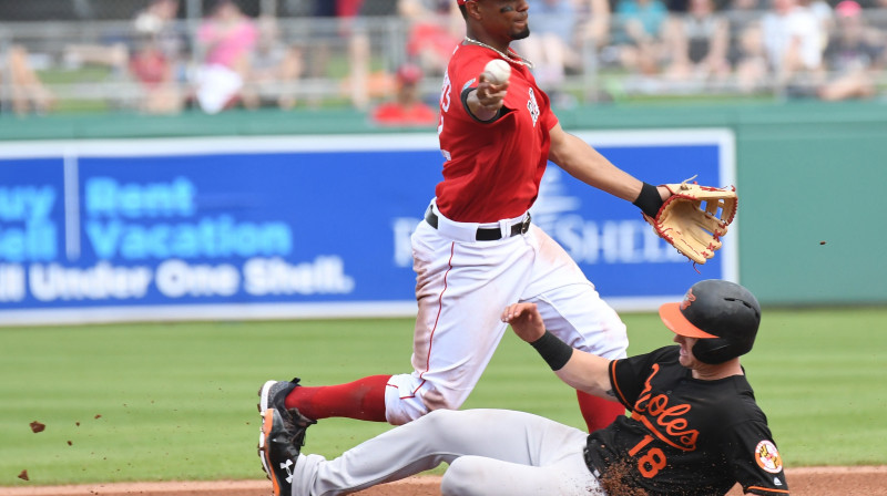 Epizode no "Red Sox" un "Orioles" spēles.
Foto: AFP/Scanpix