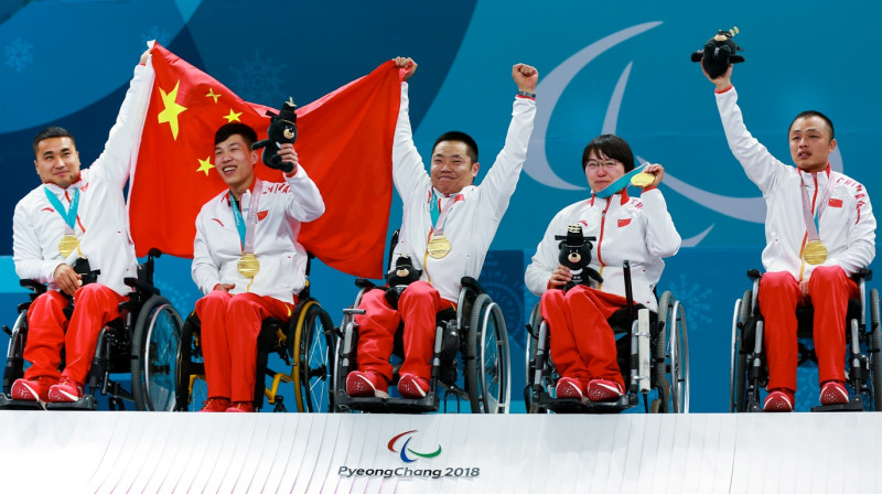 Ķīnas ratiņkērlinga izlase
Paralimpiskie čempioni 2018
Foto: WCF / Céline Stucki