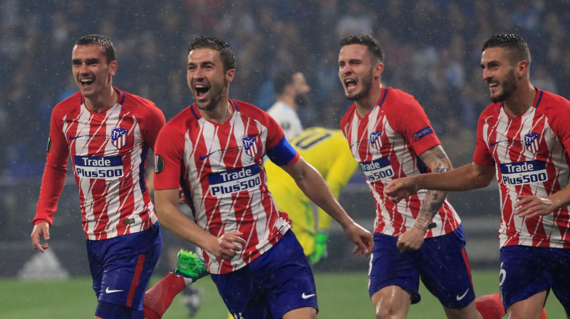 Madrides "Atletico" pēc otro vārtu guvuma 
Foto: Reuters / Scanpix