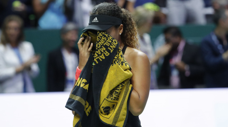 Naomi Osakai "WTA Finals" debijā 0-3 bilance un izstāšanās savainojuma dēļ. Foto: AP/Scanpix