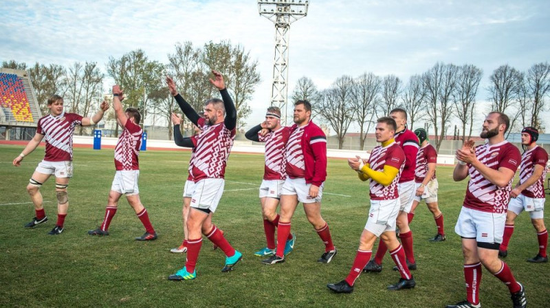 Latvijas regbija izlase. Foto: Zigismunds Zālmanis (LRF)