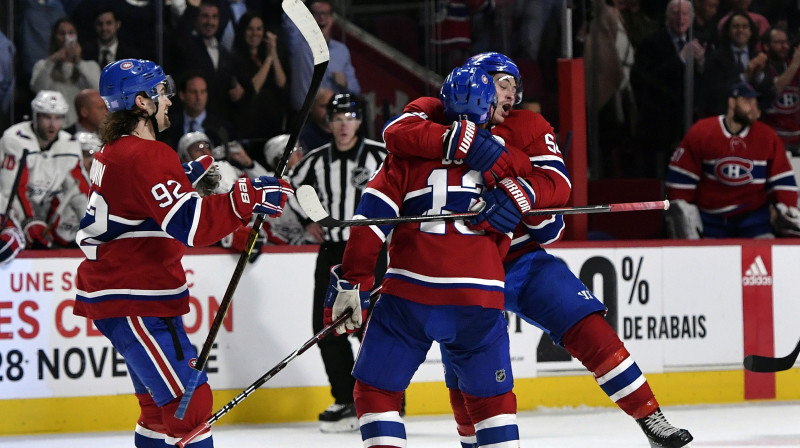 Monreālas "Canadiens" atzīmē uzvaras vārtus. Foto: AFP/Scanpix