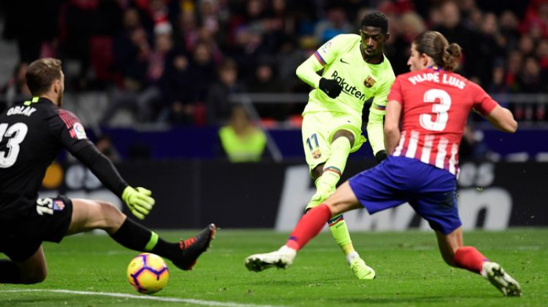 Usmans Dembelē gūst vārtus. Foto: AFP/Scanpix