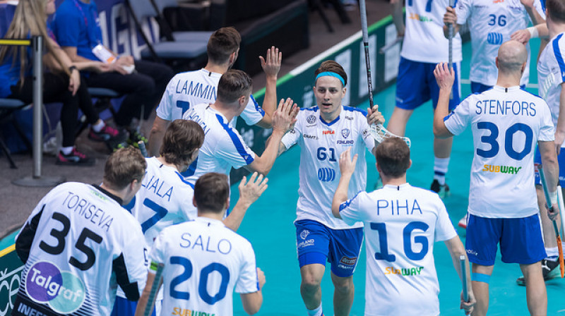 Otro pasaules čempionātu pēc kārtas Peters Kotilainens (#61) finālspēlē atzīmējās ar diviem vārtu guvumiem
Foto: IFF Floorball