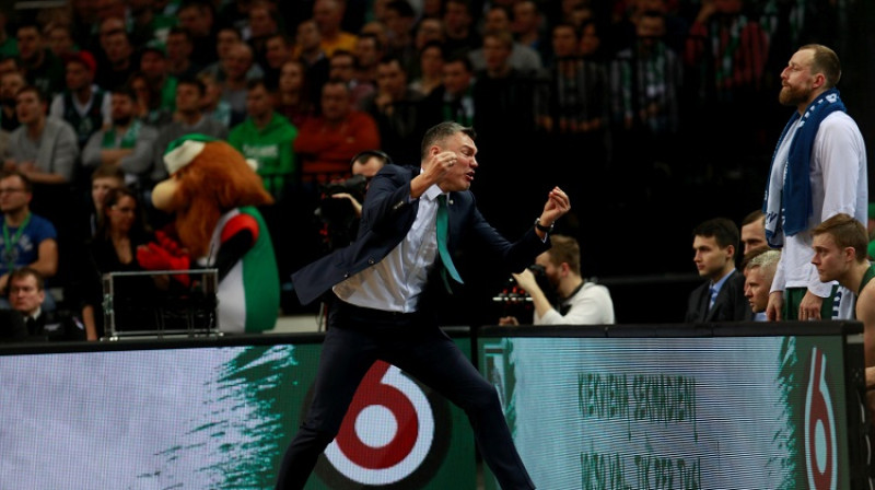 Šarūns Jasikēvičs un "Žalgiris": četras uzvaras sešās izbraukuma spēlēs. Foto: EPA/Scanpix