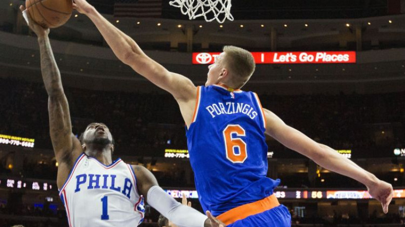 Tonijs Rotens NBA spēlē pret Kristapu Porziņģi un Ņujorkas "Knicks". Foto: USA Today Sports/Scanpix