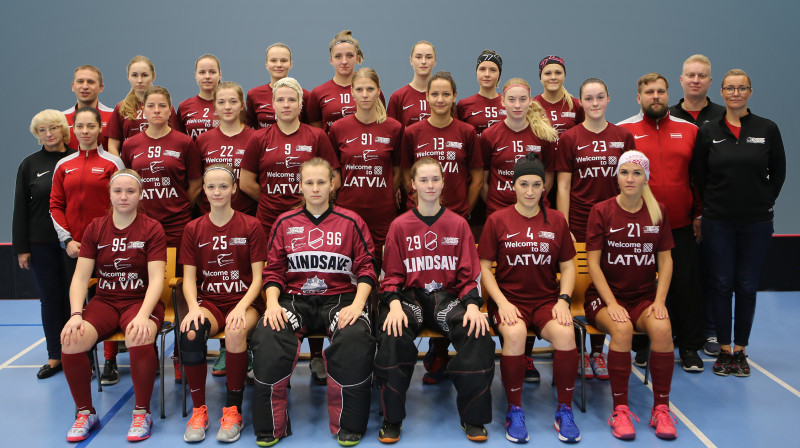 Latvijas sieviešu florbola izlase. Foto: Ritvars Raits, floorball.lv