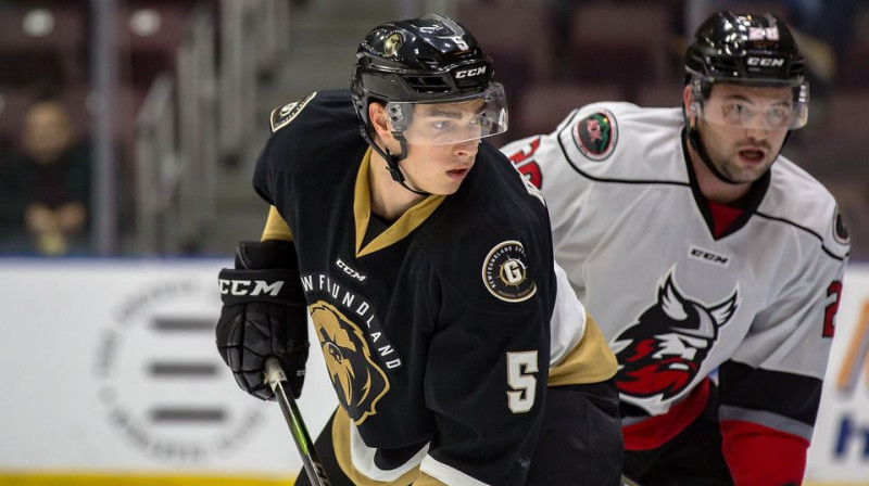 Sezonas pirmo daļu Kristiāns Rubīns aizvadījis ECHL komandā "Growlers". Foto: Newfoundland Growlers