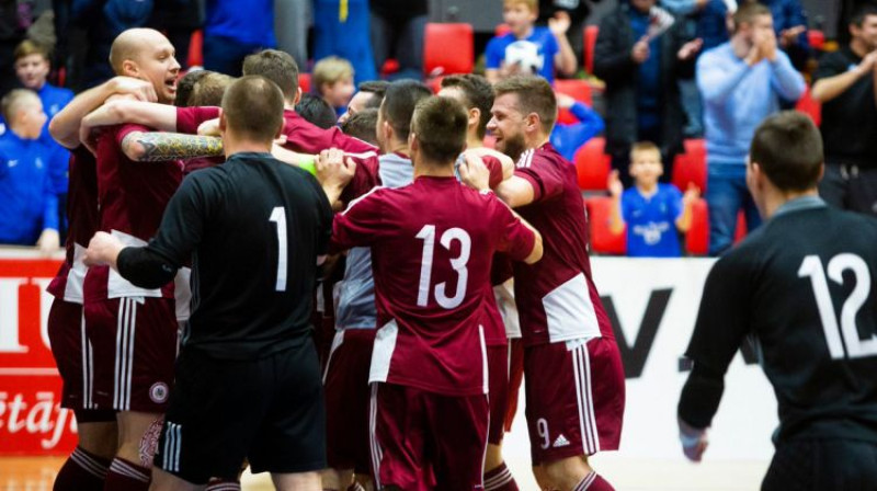 Latvijas telpu futbola izlase. Foto: LFF