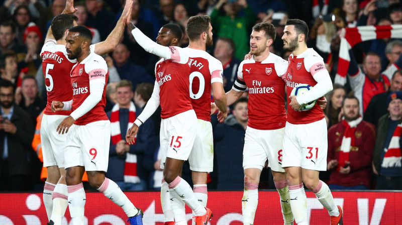 Londonas "Arsenal" futbolisti svin vārtu guvumu. Foto: imago images/Sportimage/Scanpix