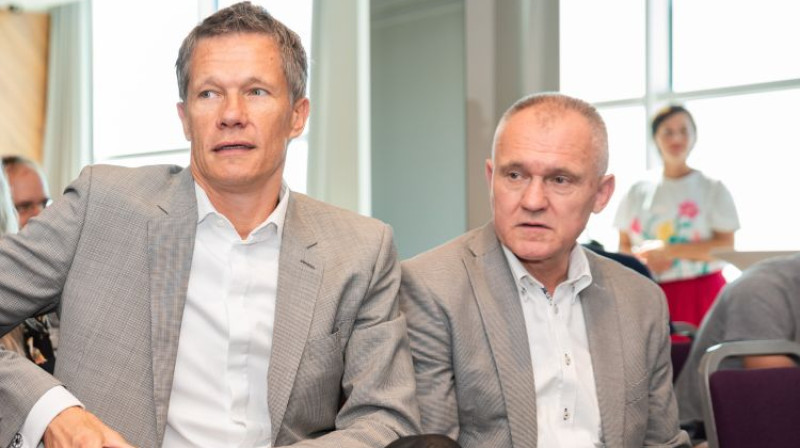 LBS ģenerālsekretārs Edgars Šneps un LBS prezidents Valdis Voins. Foto: Vladislavs Proškins/F64