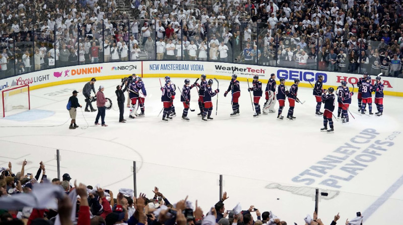 Kolumbusas "Blue Jackets" pirmo reizi vēsturē pārvar pirmo kārtu. Foto: Reuters / Scanpix