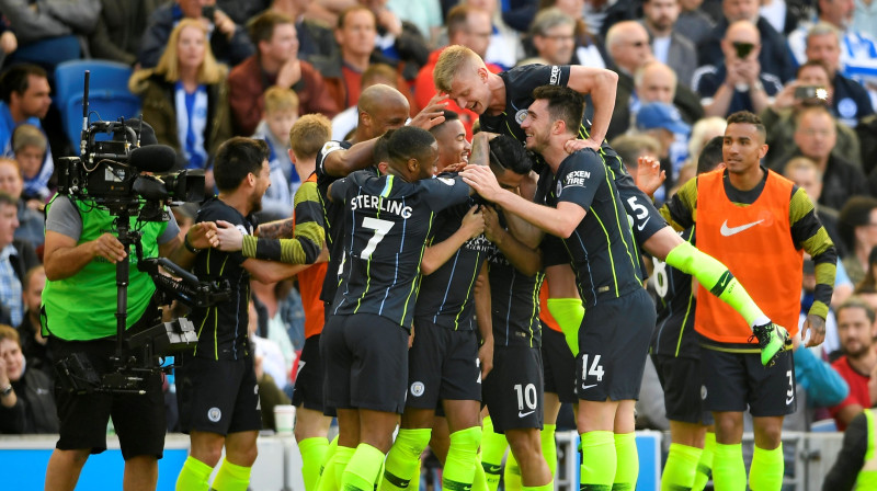 Mančestras "City" futbolisti. Foto: Reuters/Scanpix