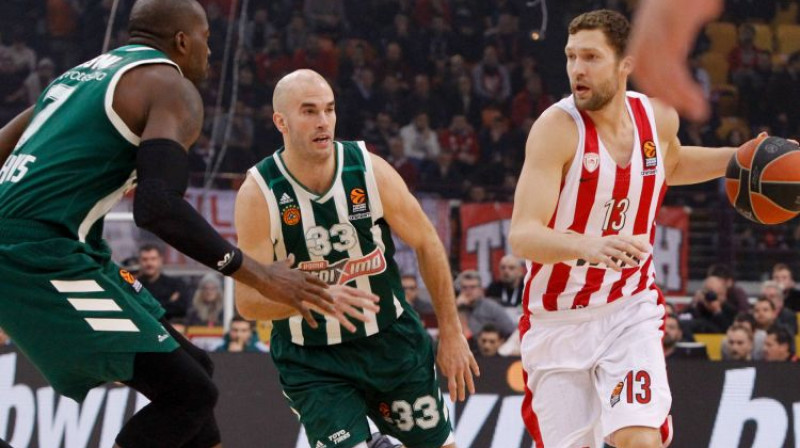 Jānis Strēlnieks mačā pret "Panathinaikos". Foto: imago/ANE Edition/Scanpix