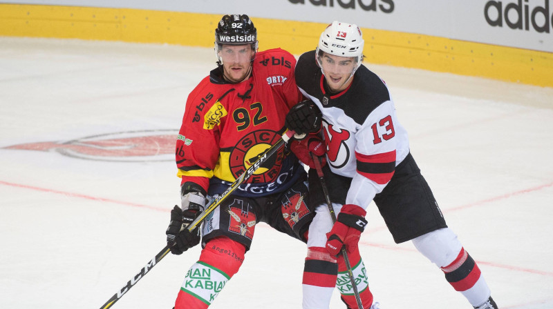 Geitans Hāss pārbaudes spēlē pret Ņūdžersijas "Devils". Foto: Imago Sport/Scanpix