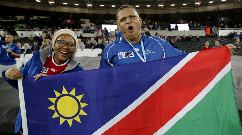 Namībijas izlases līdzjutēji 2015. gada Pasaules kausā
Foto: Reuters/Scanpix