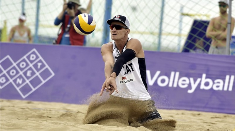 Mārtiņš Pļaviņš. Foto: beachvolleyball.ioqt.2019.fivb.com