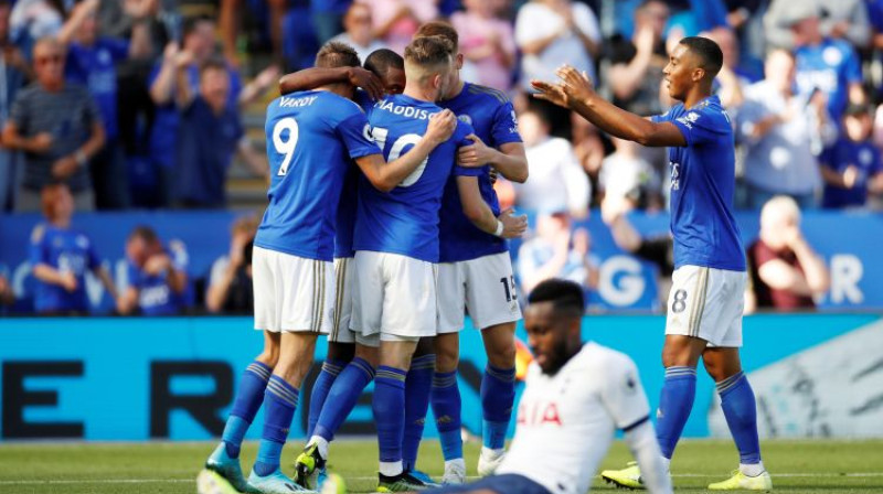 "Leicester" svin vārtu guvumu. Foto: Reuters/Scanpix