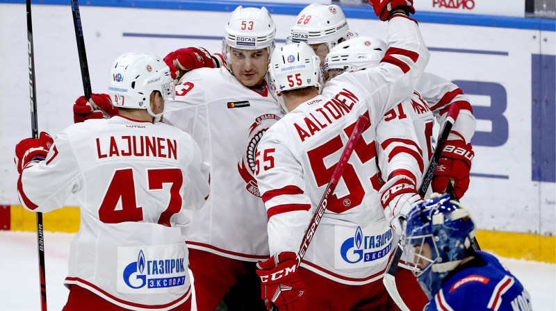 Podoļskas "Vityaz" svin vārtu guvumu. Foto: Alexander Demianchuk/TASS/Scanpix