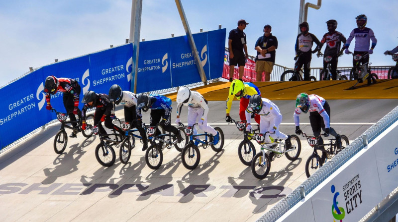 Starts Šepartonas BMX trasē PK sacensībās. Foto: Greatershepparton.com.au.