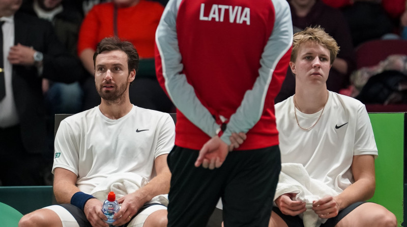 Ernests Gulbis (pa kreisi) un Kārlis Ozoliņš. Foto: Latvijas Tenisa savienība