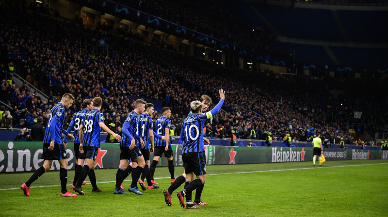 Bergamo "Atalanta" atzīmē vārtus pret "Valencia". Foto: Sipa/Scanpix